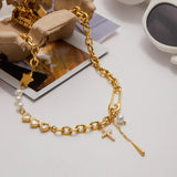 Collar de Perlas Diamante Zeraphine en Oro
