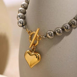 Pulsera de Corazón con Cuentas Chunky Alicia