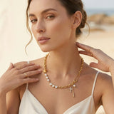 Collar de Perlas Diamante Zeraphine en Oro